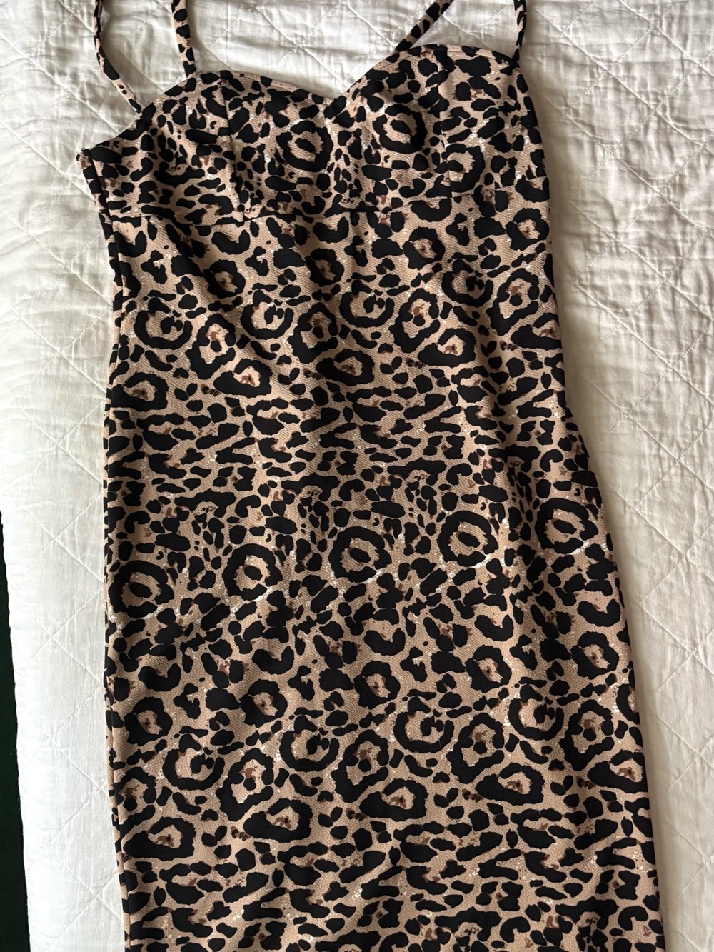 SHEIN Leopard Print Midi Slip Dress in Beige and Black
